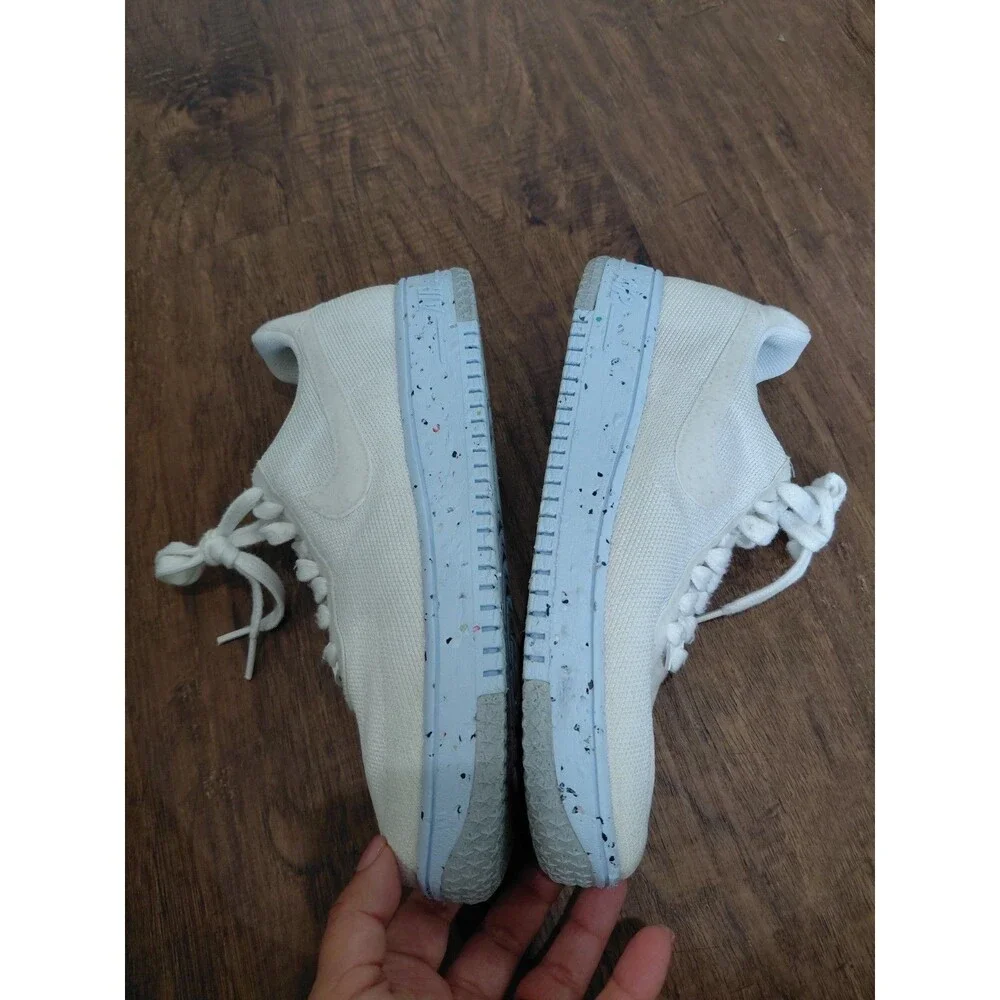Womens Nike Air Force 1 Low Crater Flyknit White Blue Platinum DC7273-100 sz 9